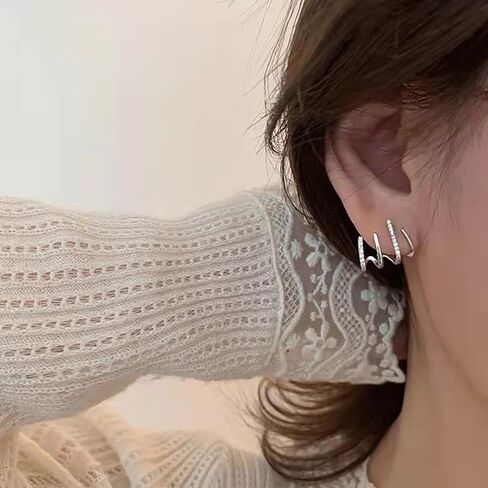 أقراط مخلب للنساء متألقة كريستال مخلب نصف هوب أقراط الحد الأدنى هيبوالرجينيك مخلب تشيكوسلوفاكيا الاعوجاج الكفة أقراط مجوهرات هدية للفتيات in Kuwait