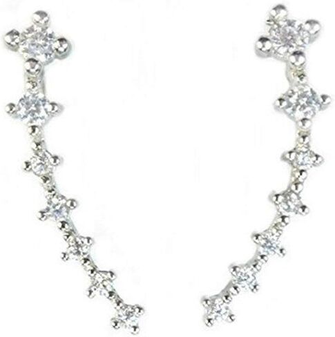 Yuren 7 Crystals Ear Cuffs Vines Climbers Wrap Pierced Pins Hook Earrings CZ Crystal in Saudi Arabia
