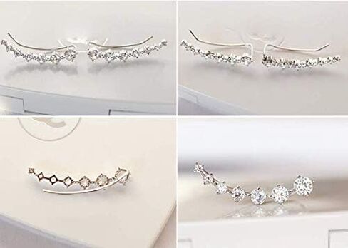 Yuren 7 Crystals Ear Cuffs Vines Climbers Wrap Pierced Pins Hook Earrings CZ Crystal in Saudi Arabia