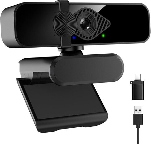 2K Ultra HD Webcam, Computer Camera, USB Webcam for PC Monitor Laptop Desktop - External Web Camera with Microphone, USB C Adapter, Privacy Cover for Video Conferencing, Streaming & Online Learning in Saudi Arabia