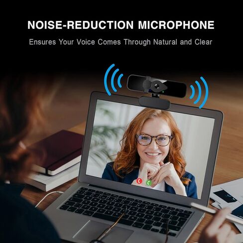2K Ultra HD Webcam, Computer Camera, USB Webcam for PC Monitor Laptop Desktop - External Web Camera with Microphone, USB C Adapter, Privacy Cover for Video Conferencing, Streaming & Online Learning in Saudi Arabia