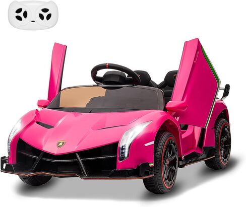 سيارة ركوب للأطفال 12 فولت، سيارة لامبورغيني فينينو مرخصة من باتيكوين للأطفال للقيادة مع جهاز تحكم عن بعد، 3 سرعات، أبواب هيدروليكية، أضواء LED، هزاز وموسيقى، سيارة كهربائية تعمل بالبطارية للأطفال، وردي in Kuwait