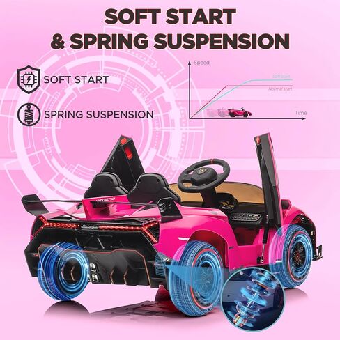 سيارة ركوب للأطفال 12 فولت، سيارة لامبورغيني فينينو مرخصة من باتيكوين للأطفال للقيادة مع جهاز تحكم عن بعد، 3 سرعات، أبواب هيدروليكية، أضواء LED، هزاز وموسيقى، سيارة كهربائية تعمل بالبطارية للأطفال، وردي in Kuwait