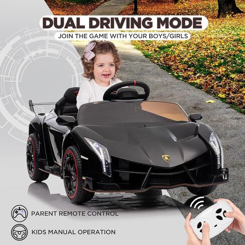 Kids 12V Ride on Car, Patikuin Licensed Lamborghini Veneno Car for Kids to Drive w/Remote Control, 3 Speeds, Hydraulic Doors, Led Lights, Rocking & Music, Battery Powered Electric Car for Kids, Pink in Saudi Arabia