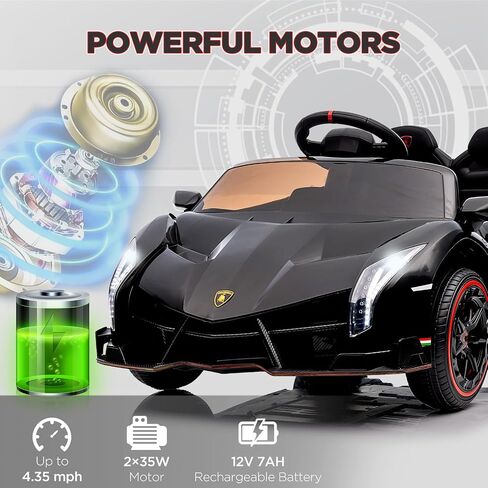 Kids 12V Ride on Car, Patikuin Licensed Lamborghini Veneno Car for Kids to Drive w/Remote Control, 3 Speeds, Hydraulic Doors, Led Lights, Rocking & Music, Battery Powered Electric Car for Kids, Pink in Saudi Arabia