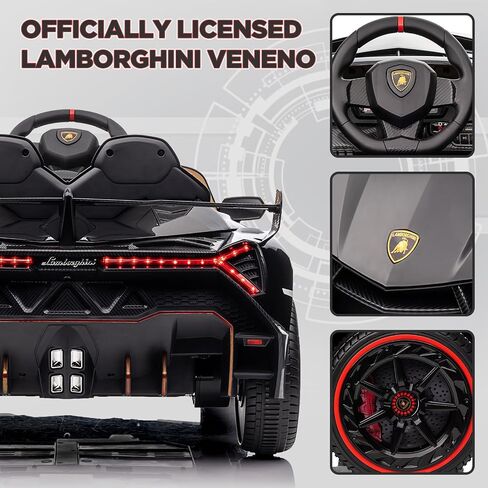 Kids 12V Ride on Car, Patikuin Licensed Lamborghini Veneno Car for Kids to Drive w/Remote Control, 3 Speeds, Hydraulic Doors, Led Lights, Rocking & Music, Battery Powered Electric Car for Kids, Pink in Saudi Arabia