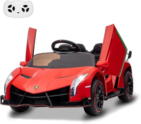 Kids 12V Ride on Car, Patikuin Licensed Lamborghini Veneno Car for Kids to Drive w/Remote Control, 3 Speeds, Hydraulic Doors, Led Lights, Rocking & Music, Battery Powered Electric Car for Kids, Pink in Saudi Arabia