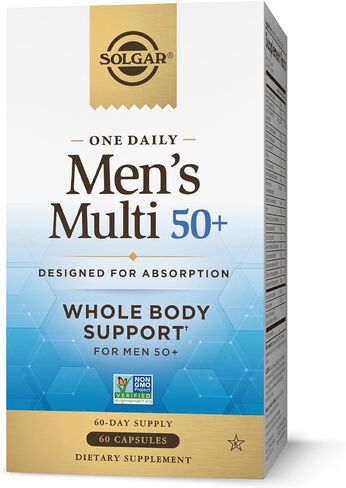 Solgar One Daily Men's Multi 50+ Whole Body Support for Men 50 and Older Highly Absorbable Delayed Release Heart, Energy, Stress, Muscle, Bone, Prostate Support Vitamin 60 Vegan Capsules, 60 Servings in Saudi Arabia