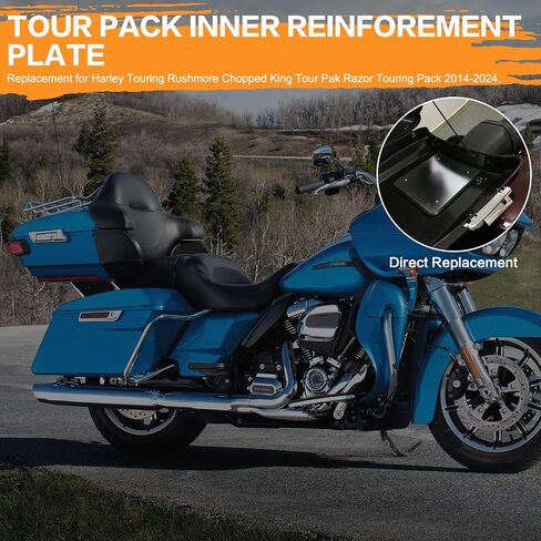 Tour Pack Plate Inner Reinforcement Metal Base Plate 2mm Thick Laser Cut Trunk Black Compatible with Harley Touring Road King Street Glide with Rushmore Chopped King Tour Pack Razor 2014-2024 in Kuwait
