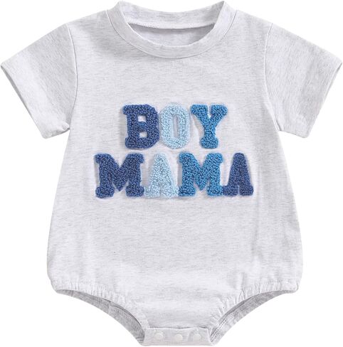 Lamuusaa Newborn Infant Baby Boy Summer Outfit Embroidery Short Sleeve Romper Bodysuit Tops Mamas Boy Baby Clothes in Kuwait