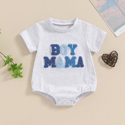 Lamuusaa Newborn Infant Baby Boy Summer Outfit Embroidery Short Sleeve Romper Bodysuit Tops Mamas Boy Baby Clothes in Kuwait