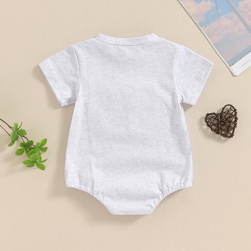 Lamuusaa Newborn Infant Baby Boy Summer Outfit Embroidery Short Sleeve Romper Bodysuit Tops Mamas Boy Baby Clothes in Kuwait