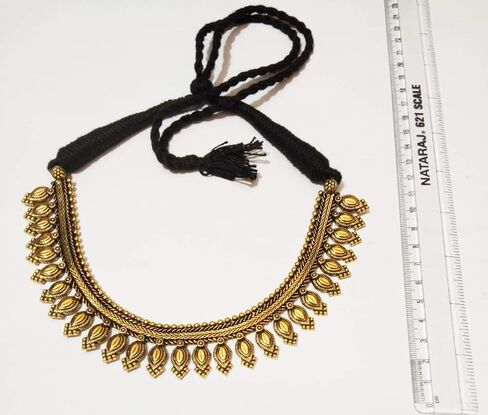 athizay Ethnic Necklaces golden for Women oxidised Beaded Choker Collar Necklace Indian Thread Drawstring Jewelry for Women in Kuwait