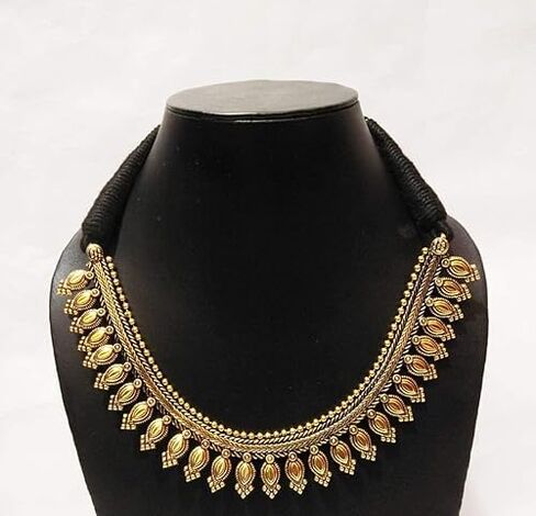 athizay Ethnic Necklaces golden for Women oxidised Beaded Choker Collar Necklace Indian Thread Drawstring Jewelry for Women in Kuwait