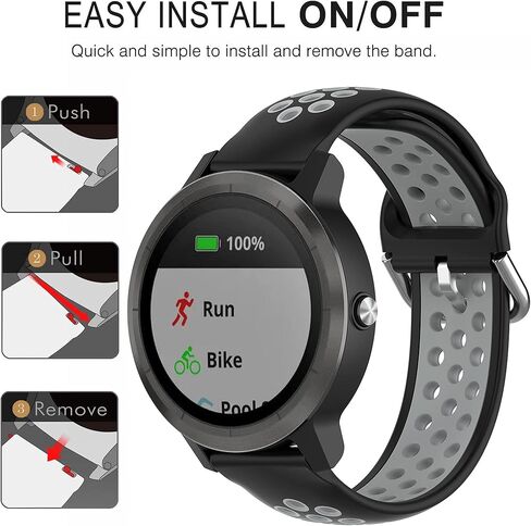 حزام مسامي لـ Garmin Vivoactive 3، بديل حزام السيليكون الناعم لـ Garmin VivoActive 3/Forerunner 245/Forerunner 645/Venu/Venu Sq/Vivomove 3/Vivomove Luxe/Vivomove Style in Kuwait
