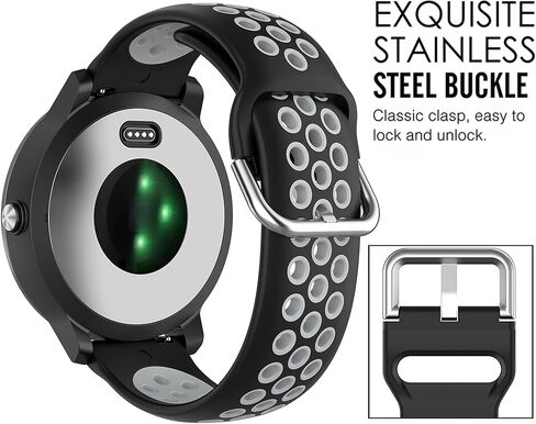 حزام مسامي لـ Garmin Vivoactive 3، بديل حزام السيليكون الناعم لـ Garmin VivoActive 3/Forerunner 245/Forerunner 645/Venu/Venu Sq/Vivomove 3/Vivomove Luxe/Vivomove Style in Kuwait