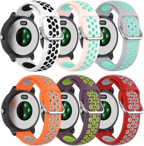 حزام مسامي لـ Garmin Vivoactive 3، بديل حزام السيليكون الناعم لـ Garmin VivoActive 3/Forerunner 245/Forerunner 645/Venu/Venu Sq/Vivomove 3/Vivomove Luxe/Vivomove Style in Kuwait