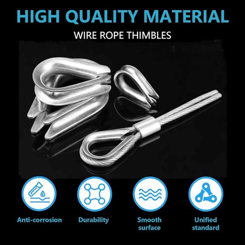 60 قطعة كشتبانات كابل سلك من الفولاذ المقاوم للصدأ، M3 1/8 بوصة من الفولاذ المقاوم للصدأ لكشتبانات كابل سلك بقطر 1/16 بوصة - 1/8 بوصة in Kuwait