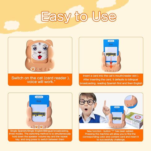 ألعاب الأطفال الصغار (الإنجليزية + الإسبانية + وظيفة التحدي) بطاقات فلاش ناطقة للأولاد والبنات بعمر 3 4 5 6 سنوات، 224/510 كلمات بصرية، ألعاب مونتيسوري، ألعاب حسية للتوحد، ألعاب تعليمية تعليمية (كاكي-224) in Kuwait