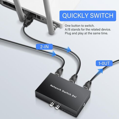 GINTOOYUN 2-in 1-Out RJ45 Network Manual Switch Selector 1-in 2-Out Bidirectional Switch Box 2 Port RJ11 RJ12 Manual Sharing Telephone Switch Box in Saudi Arabia
