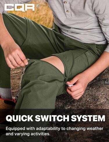 CQR Kids Youth Hiking Cargo Pants, UPF 50+ Quick Dry Convertible Zip Off Pants, Outdoor Camping Pants in Kuwait