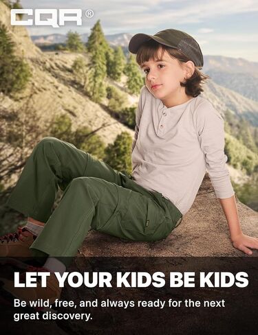 CQR Kids Youth Hiking Cargo Pants, UPF 50+ Quick Dry Convertible Zip Off Pants, Outdoor Camping Pants in Kuwait