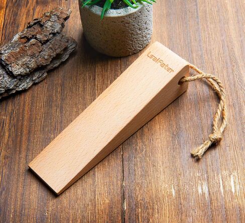 Security Large Soild Wood Door Stopper, Non-Slip Door Stops with Premium Heavy Duty (1 Piece, Beech) in Saudi Arabia
