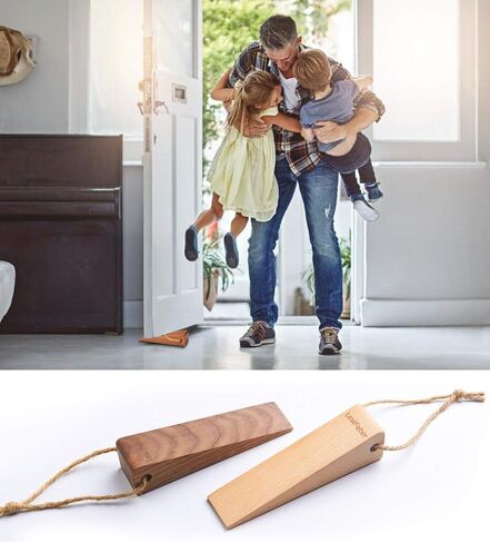 Security Large Soild Wood Door Stopper, Non-Slip Door Stops with Premium Heavy Duty (1 Piece, Beech) in Saudi Arabia