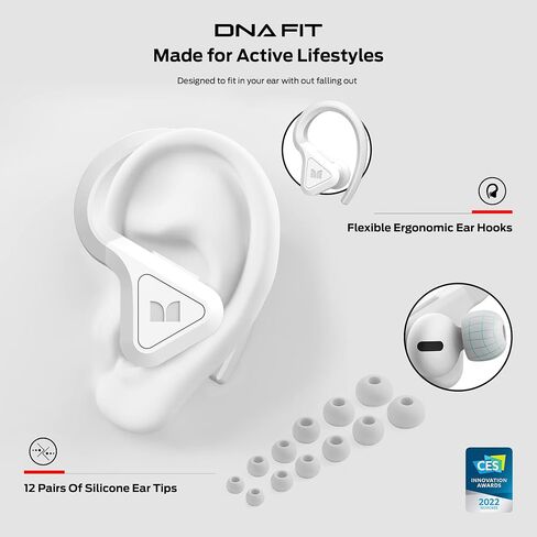 سماعات أذن بلوتوث لاسلكية Monster DNA Fit - سماعات أذن بخاصية إلغاء الضوضاء مع علبة شحن لاسلكية وميكروفون مدمج وسماعات رأس بلوتوث مقاومة للماء وسماعات أذن in Kuwait