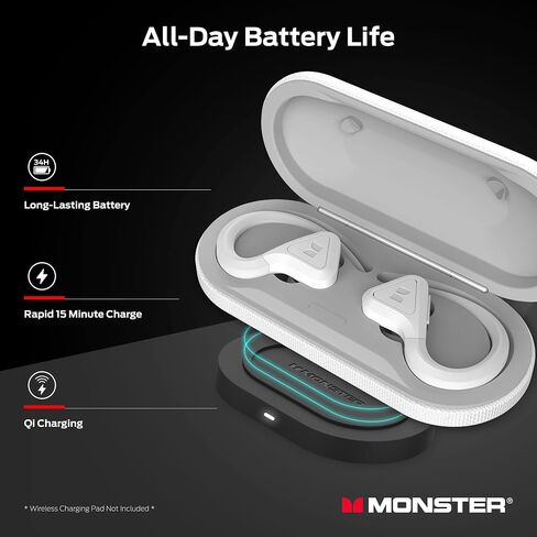 سماعات أذن بلوتوث لاسلكية Monster DNA Fit - سماعات أذن بخاصية إلغاء الضوضاء مع علبة شحن لاسلكية وميكروفون مدمج وسماعات رأس بلوتوث مقاومة للماء وسماعات أذن in Kuwait