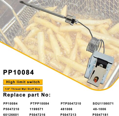 PP10084 مفتاح عالي الحد، صندوق أشياء Mpt بخيط 1/4 بوصة يناسب مقلاة الغاز بالكامل من Pitco، ترموستات أمان عالي الحد 450 درجة فهرنهايت/230 درجة مئوية لـ ①SOLSTICE SUPREME SSH55 SSH60 SSH75 ②ECONOMY 35C+ 45C+ 65C+ SG14 SG18 VF65 in Kuwait