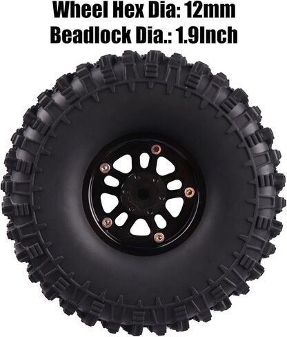 إطارات عجلة Beadlock من الألومنيوم مقاس 1.9 بوصة مع غطاء غبار وإطارات زحف الصخور بإطارات بارتفاع 120 مم متوافقة مع زاحف 1/10 SCX10 TRX4 Gen7 GEN8 (أحمر) in Kuwait