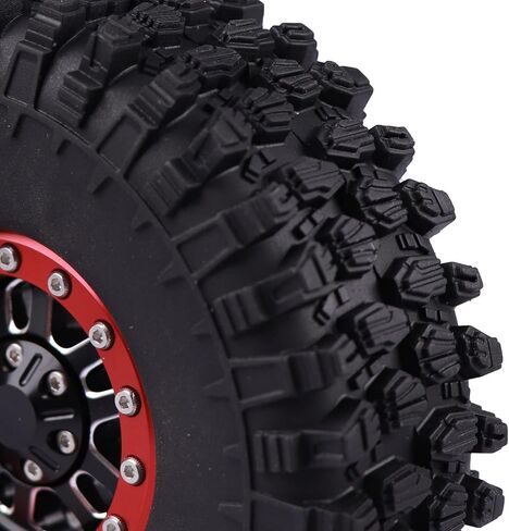إطارات عجلة Beadlock من الألومنيوم مقاس 1.9 بوصة مع غطاء غبار وإطارات زحف الصخور بإطارات بارتفاع 120 مم متوافقة مع زاحف 1/10 SCX10 TRX4 Gen7 GEN8 (أحمر) in Kuwait