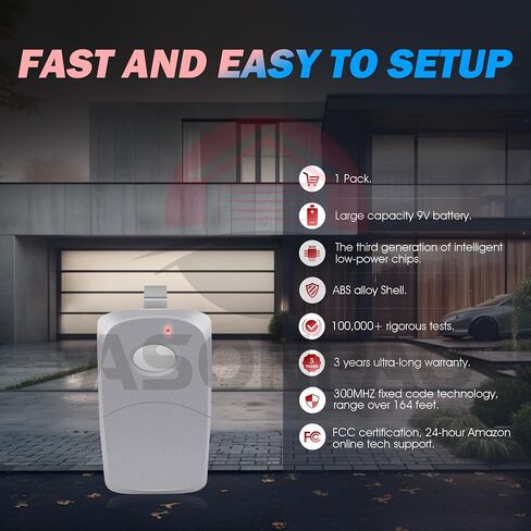 ASONPAO 300MHZ Linear Multicode 3089 MCS308911,3060 MCS306010,3070 MCS307010 Mini Keychain One Button Remote with 10 Position Dip Switches(1Pack) 3-Years-Warranty in Saudi Arabia