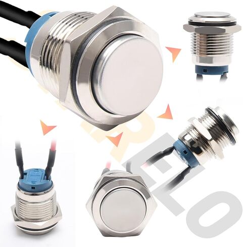STARELO 5pcs 12mm Latching Push Button Switch Black Shell مع الأسلاك المسبقة، IP65 مفتاح زر الضغط المقاوم للماء، سبائك الألومنيوم 1 مفتوح عادة بدون LED. in Saudi Arabia
