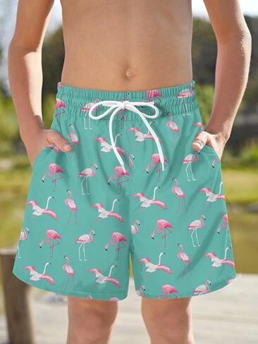 Boys Summer Beach Swim Trunks Compression Liner Adjustable Drawstring Board Shorts 6-16 Years in Saudi Arabia