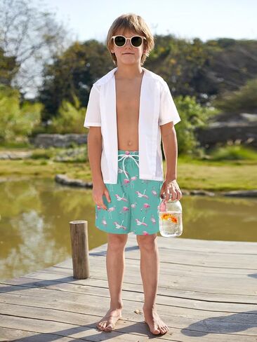 Boys Summer Beach Swim Trunks Compression Liner Adjustable Drawstring Board Shorts 6-16 Years in Saudi Arabia