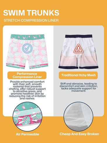 Boys Summer Beach Swim Trunks Compression Liner Adjustable Drawstring Board Shorts 6-16 Years in Saudi Arabia
