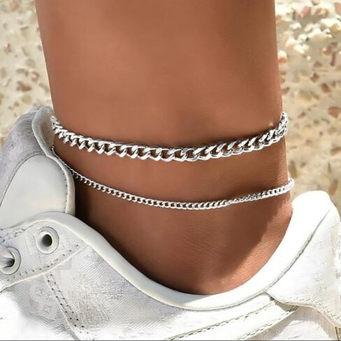 أساور الكاحل للنساء من GUOKE - خلخال ذهبي عيار 14 قيراط مطلي بالذهب الكوبي، خلخال للنساء قابل للتعديل، سلسلة ربط صيفية للشاطئ، خلخال ذهبي مجوهرات هدية in Kuwait