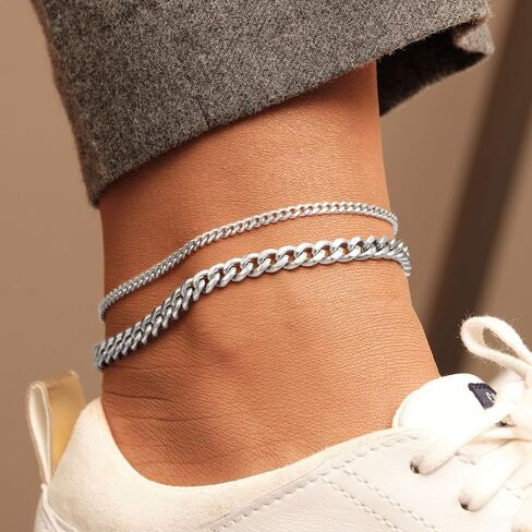 أساور الكاحل للنساء من GUOKE - خلخال ذهبي عيار 14 قيراط مطلي بالذهب الكوبي، خلخال للنساء قابل للتعديل، سلسلة ربط صيفية للشاطئ، خلخال ذهبي مجوهرات هدية in Kuwait