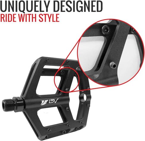 دواسات دراجة BV لدراجات MTB BMX، دواسات مسطحة واسعة/كبيرة، منصة ألومنيوم مع دبابيس مضادة للانزلاق قابلة للاستبدال، محمل مختوم، عمود دوران قياسي 9/16 بوصة، منصة عريضة 9/16 بوصة in Saudi Arabia