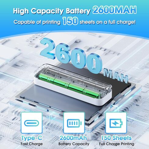 طابعات ASprink M832 المحمولة اللاسلكية للسفر - طابعة حرارية بدون حبر 300 نقطة في البوصة للاستخدام المنزلي - طابعة بلوتوث صغيرة، طابعة محمولة مدمجة، متوافقة مع iOS وAndroid والكمبيوتر المحمول - أسود in Kuwait