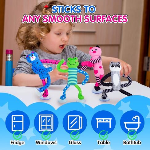 ألعاب فيدجيت الحسية DIY، 4 قطع من أكواب الشفط، ألعاب حيوانات لطيفة وملونة، ألعاب مكتبية لتخفيف التوتر، ألعاب شفط قابلة للانحناء للأطفال المصابين بالتوحد، ألعاب ملتوية ملتوية للسفر لهدايا الأولاد والبنات in Kuwait