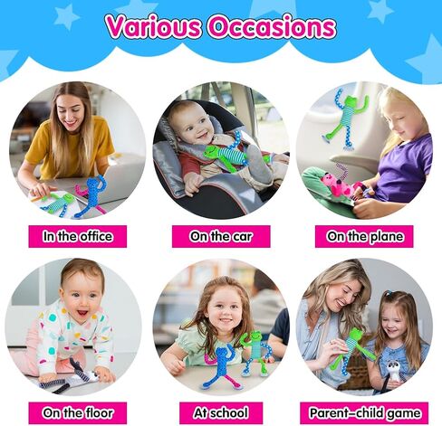 ألعاب فيدجيت الحسية DIY، 4 قطع من أكواب الشفط، ألعاب حيوانات لطيفة وملونة، ألعاب مكتبية لتخفيف التوتر، ألعاب شفط قابلة للانحناء للأطفال المصابين بالتوحد، ألعاب ملتوية ملتوية للسفر لهدايا الأولاد والبنات in Kuwait