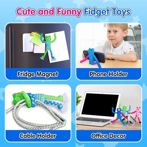 ألعاب فيدجيت الحسية DIY، 4 قطع من أكواب الشفط، ألعاب حيوانات لطيفة وملونة، ألعاب مكتبية لتخفيف التوتر، ألعاب شفط قابلة للانحناء للأطفال المصابين بالتوحد، ألعاب ملتوية ملتوية للسفر لهدايا الأولاد والبنات in Kuwait