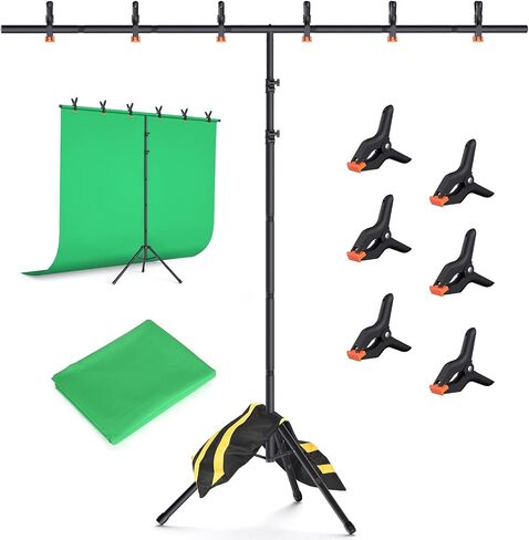 Green Screen Backdrop Kit with Stand, 8x7.2ft Portable Green Screen Backdrop, T-Shape Green Screen Stand Kit for Video and Photography Shoots (8 * 7.2FT) in Kuwait