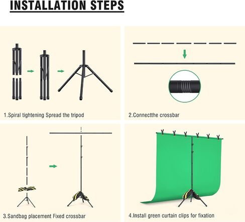 Green Screen Backdrop Kit with Stand, 8x7.2ft Portable Green Screen Backdrop, T-Shape Green Screen Stand Kit for Video and Photography Shoots (8 * 7.2FT) in Kuwait