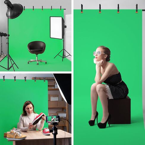 Green Screen Backdrop Kit with Stand, 8x7.2ft Portable Green Screen Backdrop, T-Shape Green Screen Stand Kit for Video and Photography Shoots (8 * 7.2FT) in Kuwait