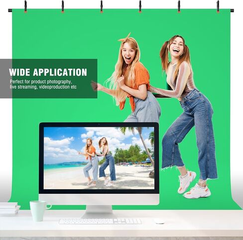 Green Screen Backdrop Kit with Stand, 8x7.2ft Portable Green Screen Backdrop, T-Shape Green Screen Stand Kit for Video and Photography Shoots (8 * 7.2FT) in Kuwait