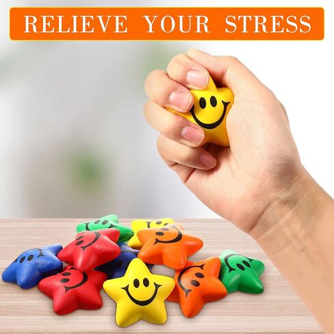 90 Pcs Star Smile Face Stress Balls Mini Star Foam Balls Smile Funny Face Toys Relief Star Smile Balls for School Carnival Reward Student Prizes Party Favor Toy, 5 Colors in Saudi Arabia